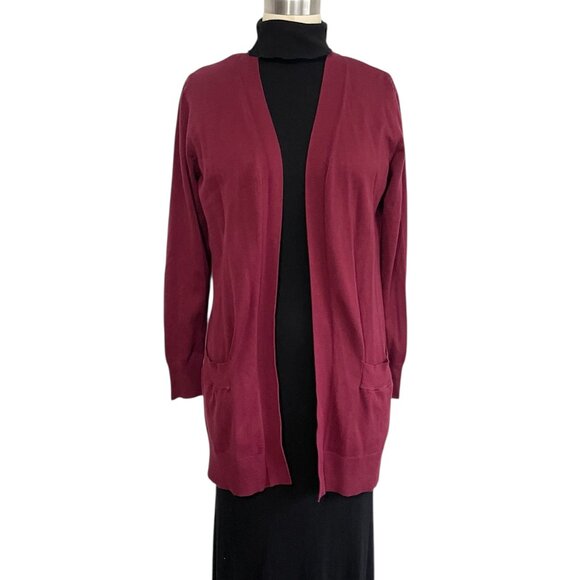 Vintage Cielo Burgundy Autumn Open Cardigan: Fall Winter Cardigan Sweater - Picture 2 of 6